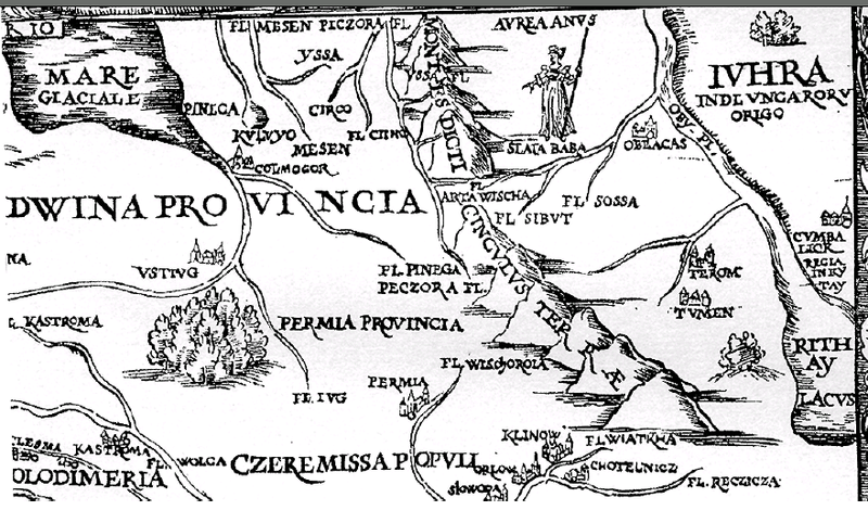 карта московии, опубликованная сигизмундом фон хербрштайном в 1549 г.в труде «rerum moscoviticarum commentarii»